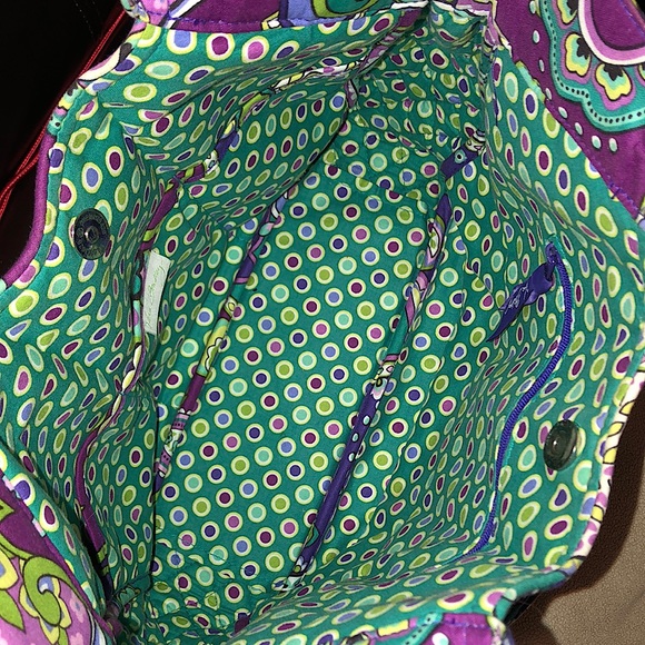 VERA BRADLEY Purple Turquoise Quilted Paisley Shoulder Bag Crossbody Adj. Strap - Picture 15 of 16